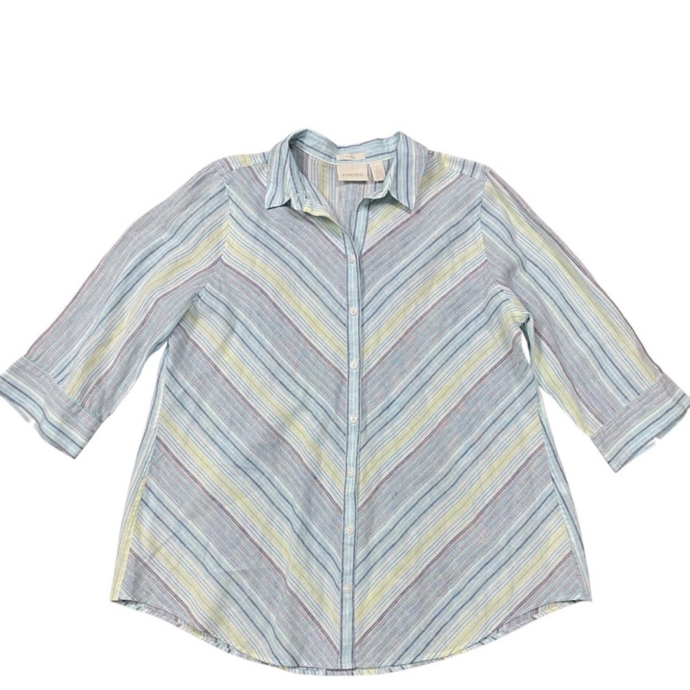 Chico's NWOT  No Iron Multicolor Striped Shirt size 1.5/M